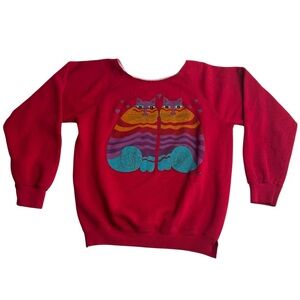 Vintage Handmade Laurel Burch Cats Sweatshirt – Red‎ – Size Approx M